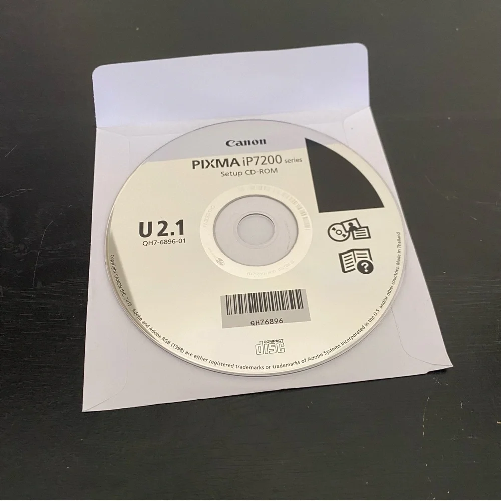 Canon Pixma iP7200 Series Setup CD-ROM Disc Software Windows Drivers U 2.1